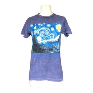 The Starry Night By Vincent Van Gogh T-Shirt Crew Neck Short Sleeve Size XS